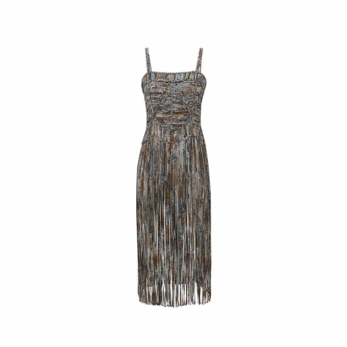 zimmermann sundance macrame fringe midi dress